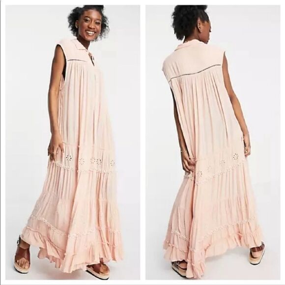 Free People Pretty Cozy Maxi Dress Size L - Picture 3 of 7